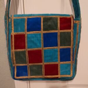 Vintage Colorful Patchwork Handbag with Adjustable Strap - Unique Design